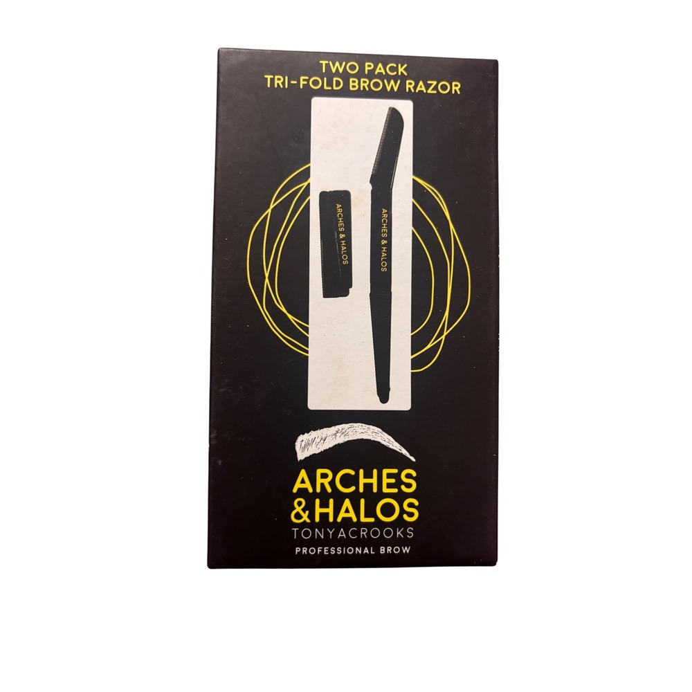 Arches & Halos Tri-Fold Brow Razor 2 Pack Black Professional Grooming 1011-01‎